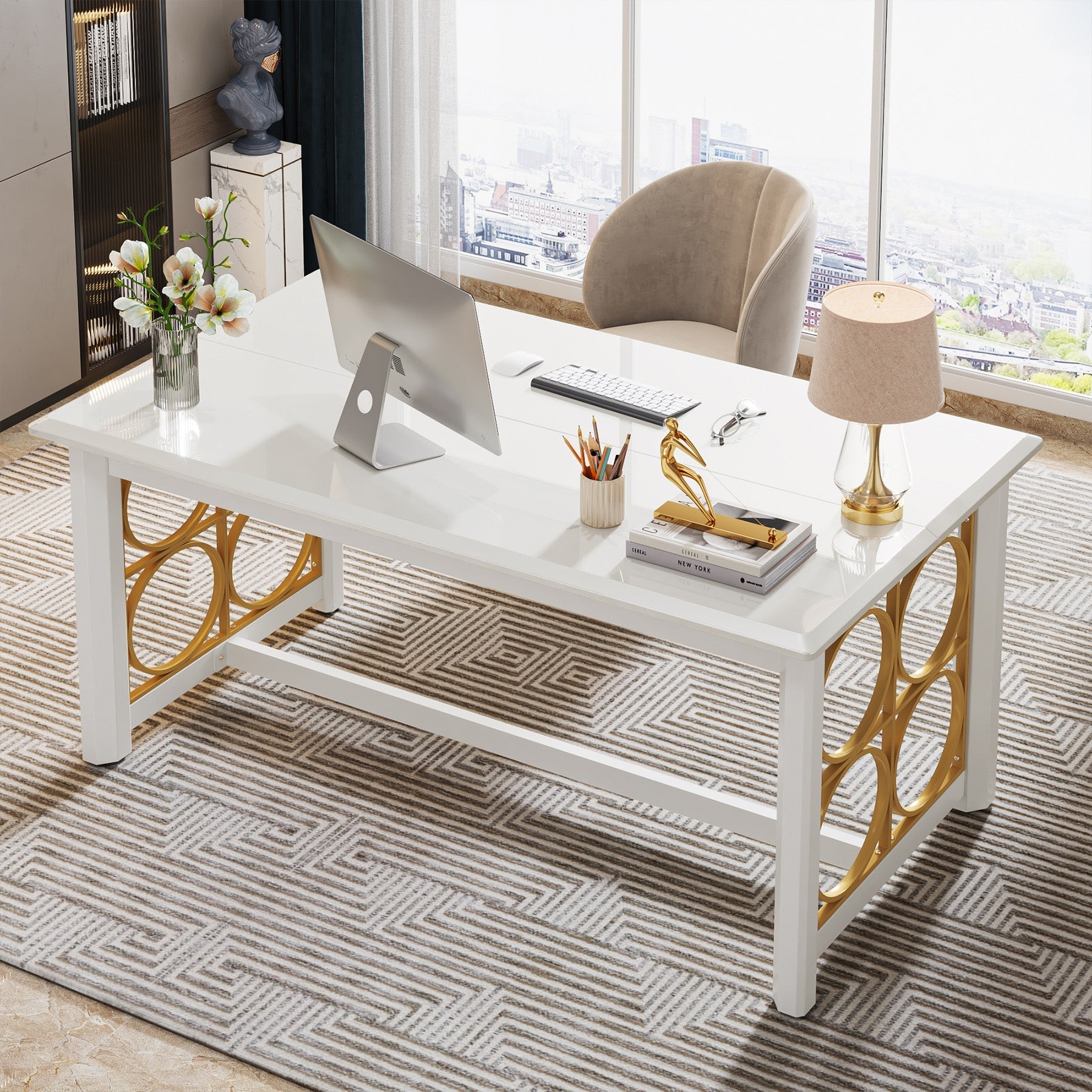 Modern Executive Desk, 63" Computer Desk Conference Table Tribesigns